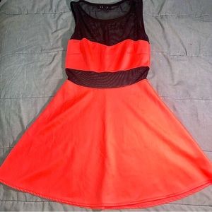 Neon Orange w/ Mesh Dress